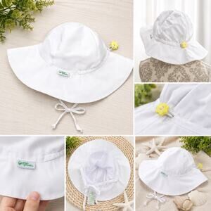 Green Sprouts UPF 50+ Eco Floppy Sun Hat White Baby Beach Swim Outdoor NWT